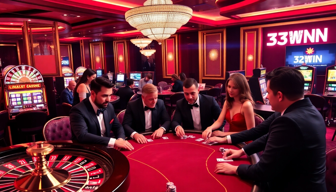 Experience thrilling poker action at 32WIN with vibrant casino elements and high-stakes excitement.
