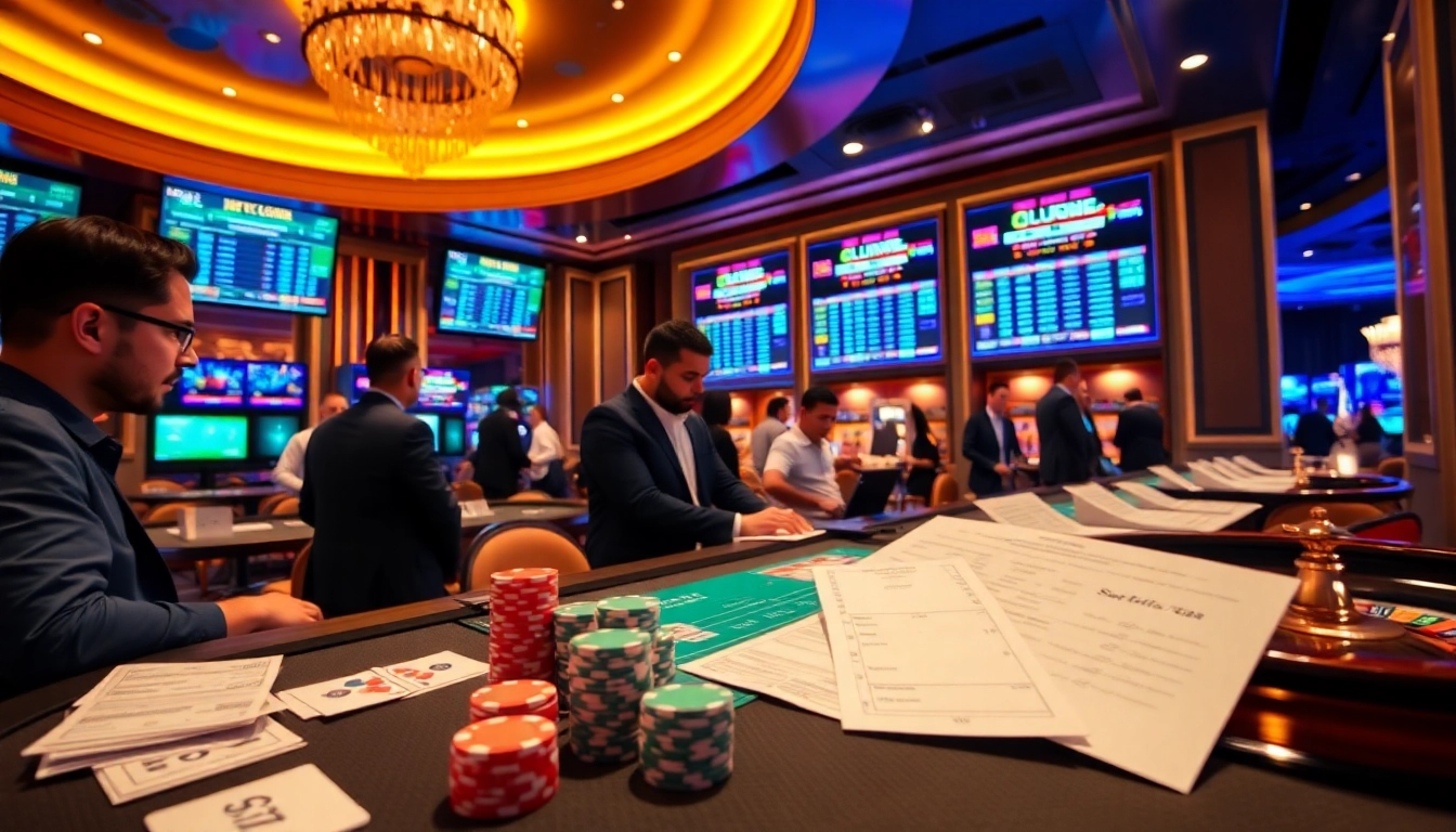 Engaging scene showcasing tỷ lệ bóng đá malaysia in a lively casino sports betting atmosphere.