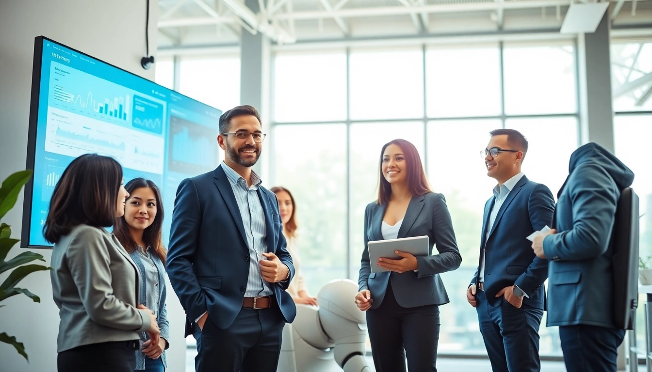 Engage with business automation experts near me in a modern office environment showcasing advanced technology.