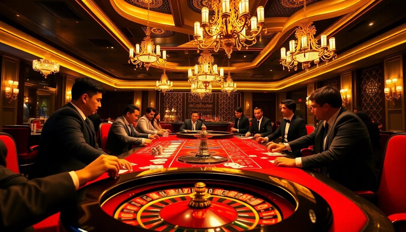 Players enjoy high-stakes poker at 79king's luxurious gaming table with vibrant poker chips.