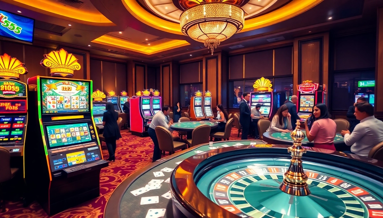 Experience the excitement of BL555 with players enjoying various casino games.