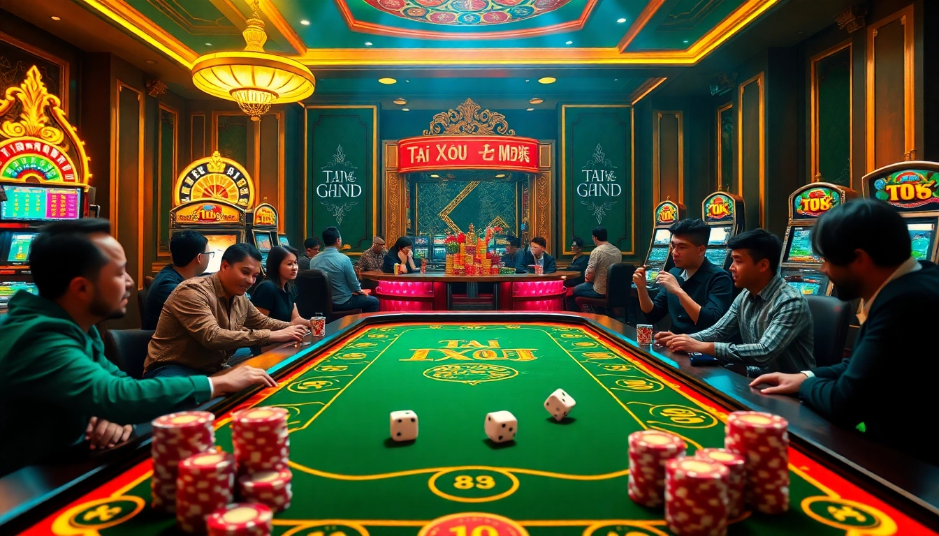 Players enjoying the thrilling Tài Xỉu MD5 game at https://taixiumd5.world with vibrant casino environments and joyful atmosphere.