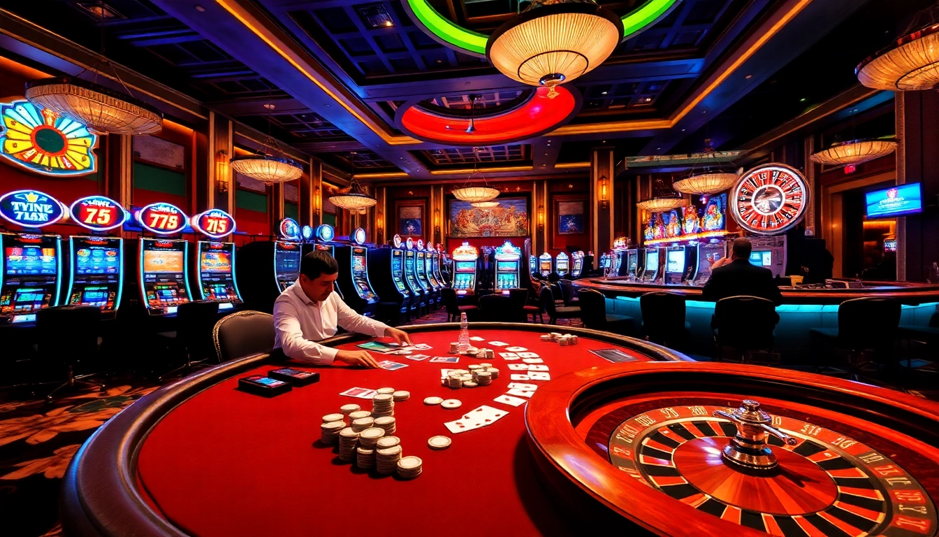Experience thrilling gameplay at 7xl סוכן poker tables with vibrant decorations and engaging atmosphere.