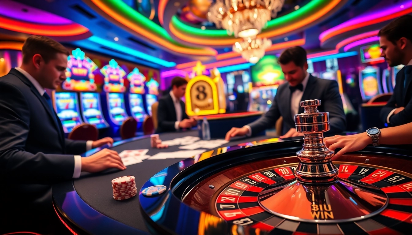 Experience the thrill of high-stakes gambling at 33WIN casino with vibrant roulette and poker action.