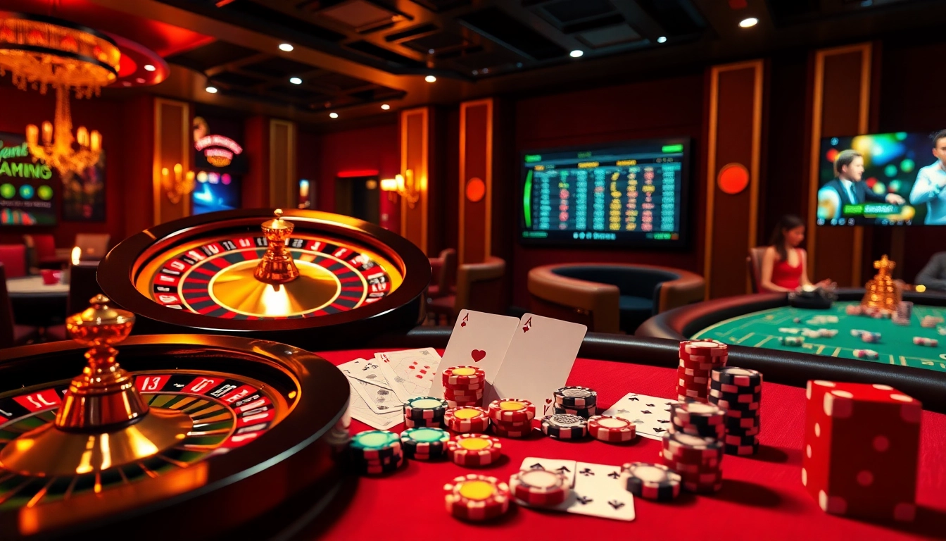 הציבו הימורים בביטחון עם Stake סוכן, מוקף באלמנטים של קזינו אלגנטי ואווירת משחק תוססת.