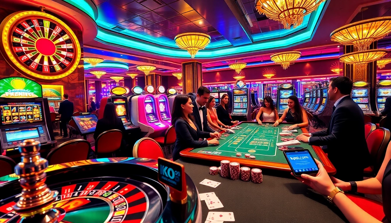Experience the thrill of kp88 com with a luxurious casino scene featuring roulette and poker.