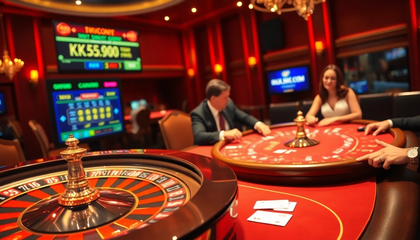 Experience thrilling gameplay at KK55.com with vibrant casino tables and players winning the game.