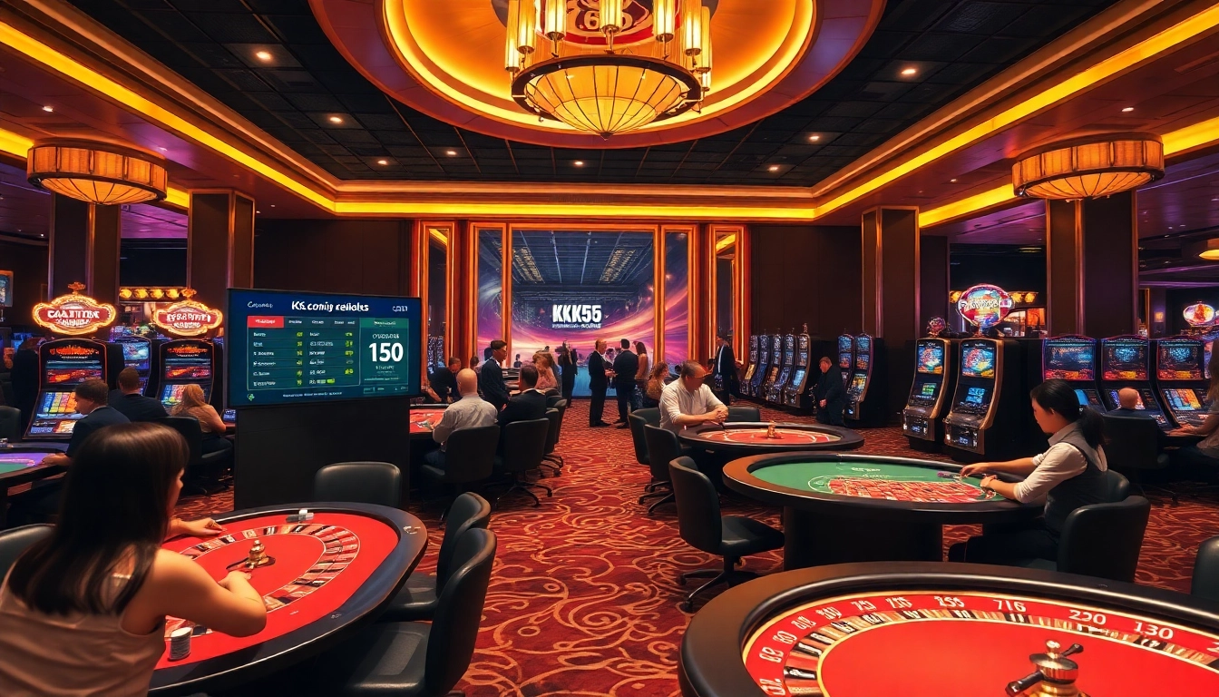 Experience thrill with KK55.com as players engage at luxurious casino tables and slots.