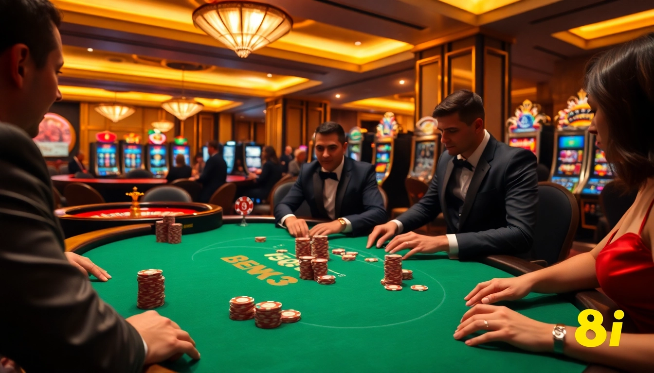 Experience an exciting poker game at 88i's luxurious casino table.