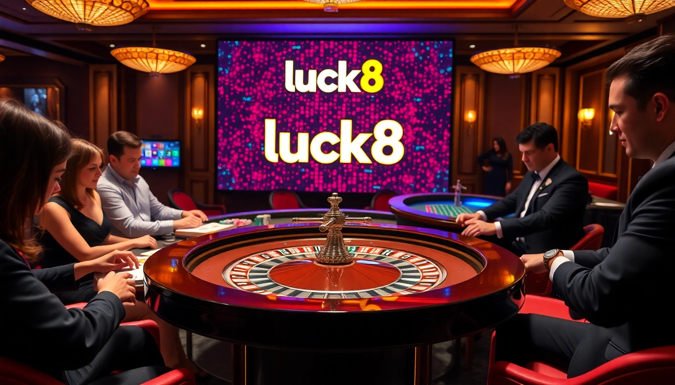 Experience thrilling bets at luck8's luxurious casino table with vibrant chips and cards.