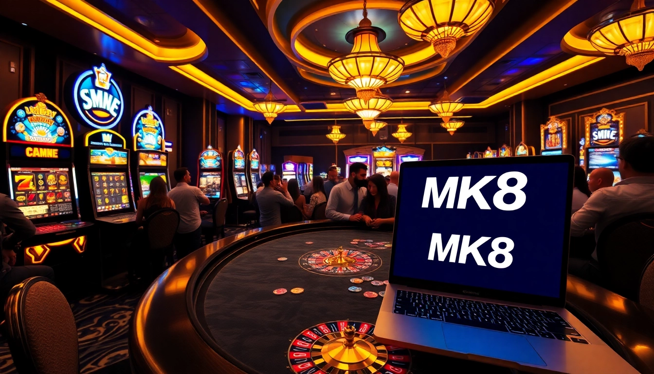 Engage in thrilling online gambling at https://mk8.ac/ with vibrant slot machines and poker tables.