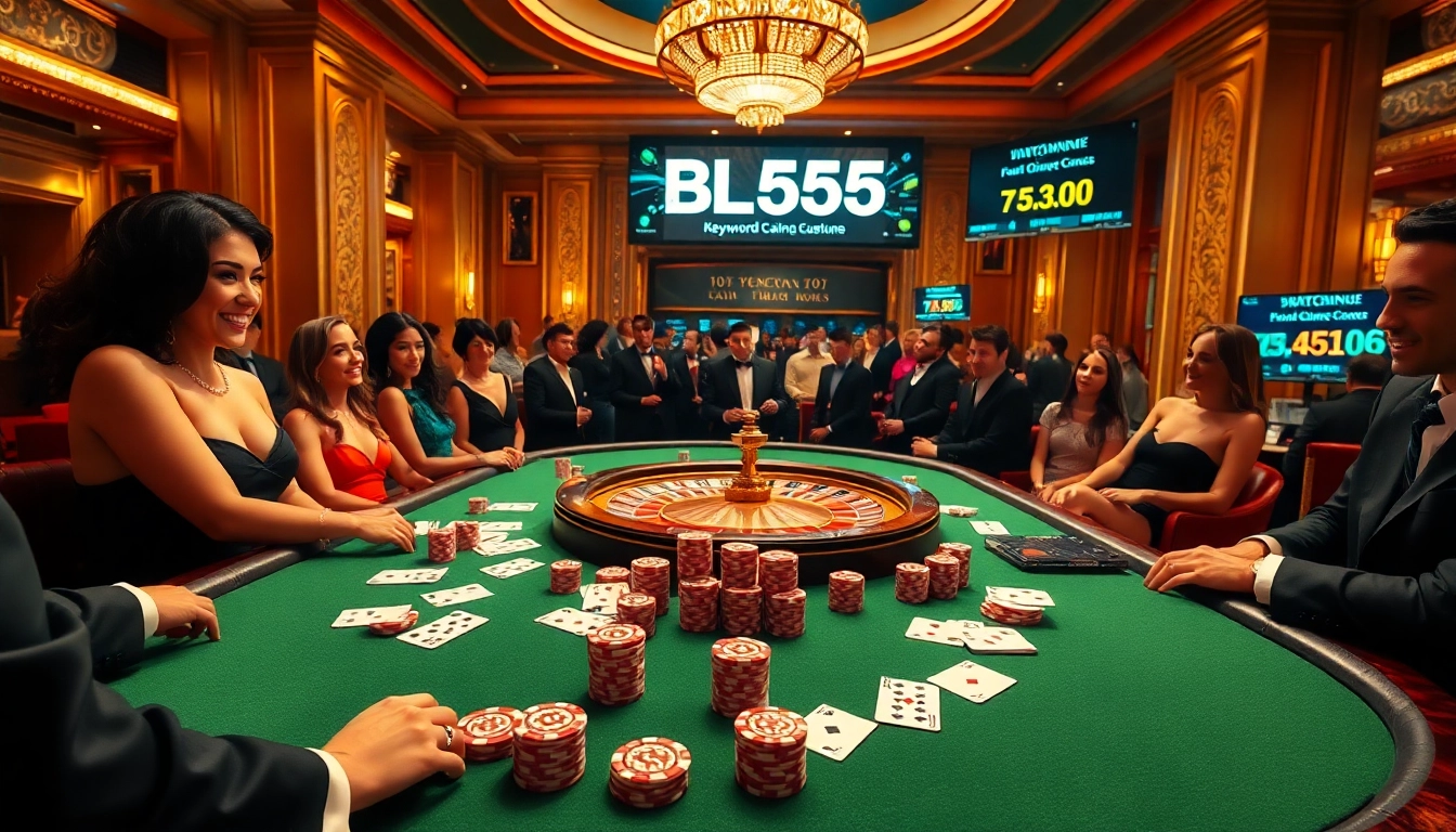Engaged players enjoy poker at BL555's sophisticated casino, showcasing luxury and excitement.