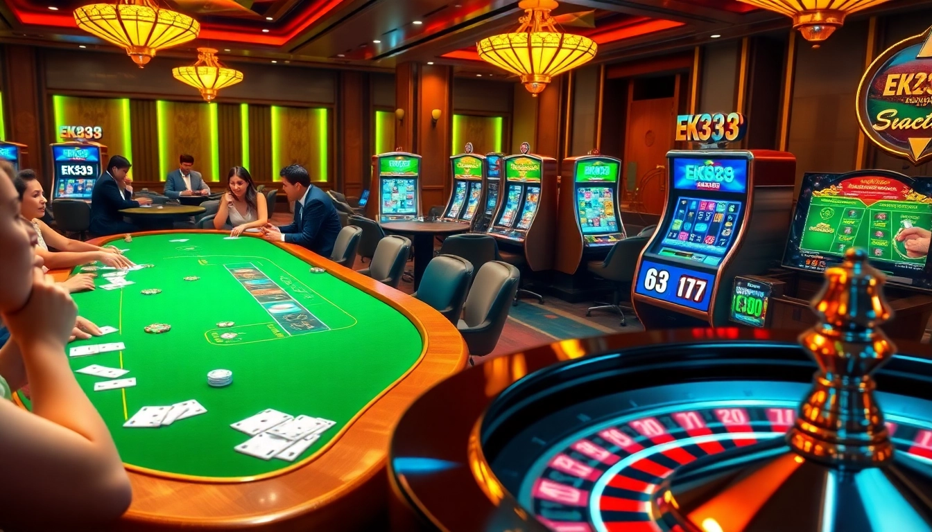 Engage in thrilling games at EK333 online casino with vibrant poker and slot machines.